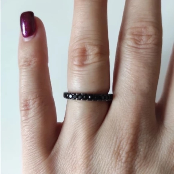 New 2pc Set  Black Gold Plated Zircon Ring - Picture 5 of 6